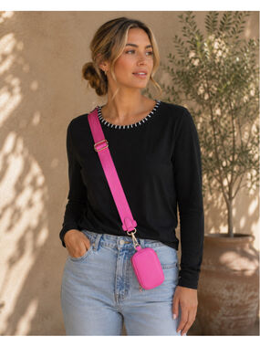 Women's Steve Madden Pink Logo Strap with Detachable adjustablePouch Summer